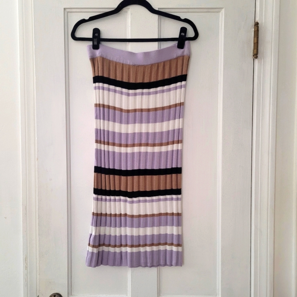 Topshop ribbed knit lavender striped skirt
